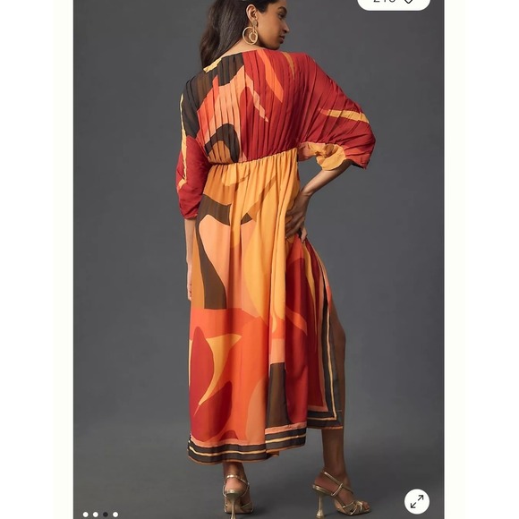 Farm Rio Short Sleeve Wrap Front Maxi Dress Orange Brown Womens Large Petite - Picture 2 of 16